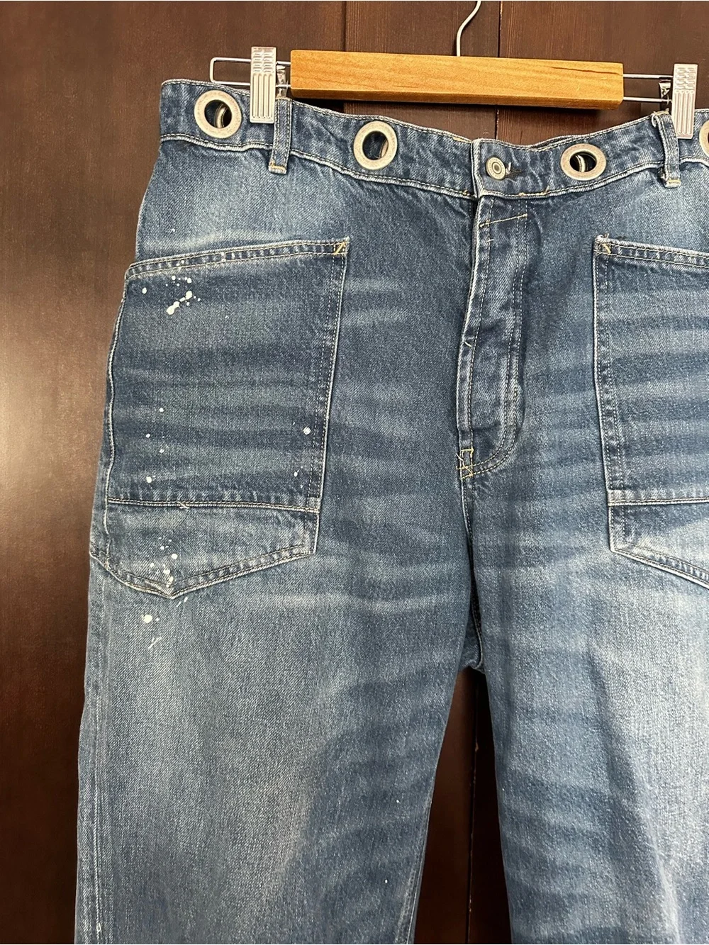 Free People Barrel jeans with grommet waistline